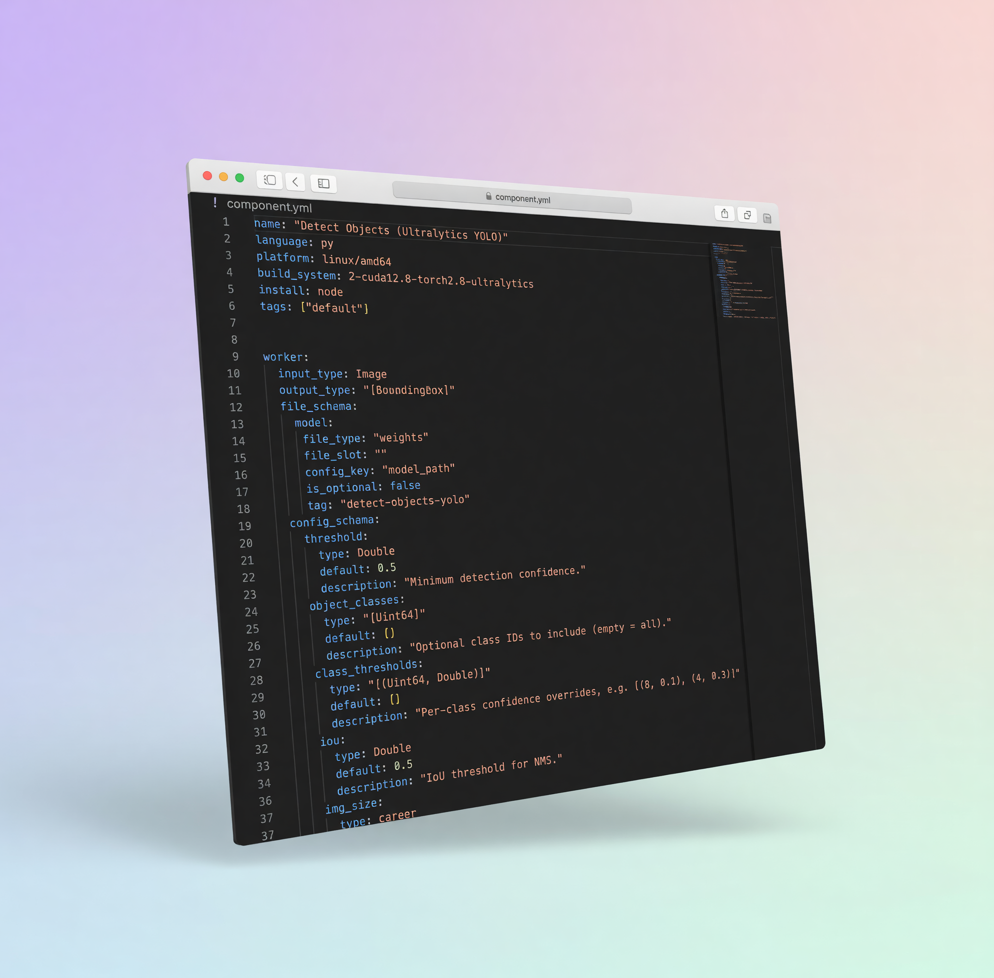 Configure component YAML file