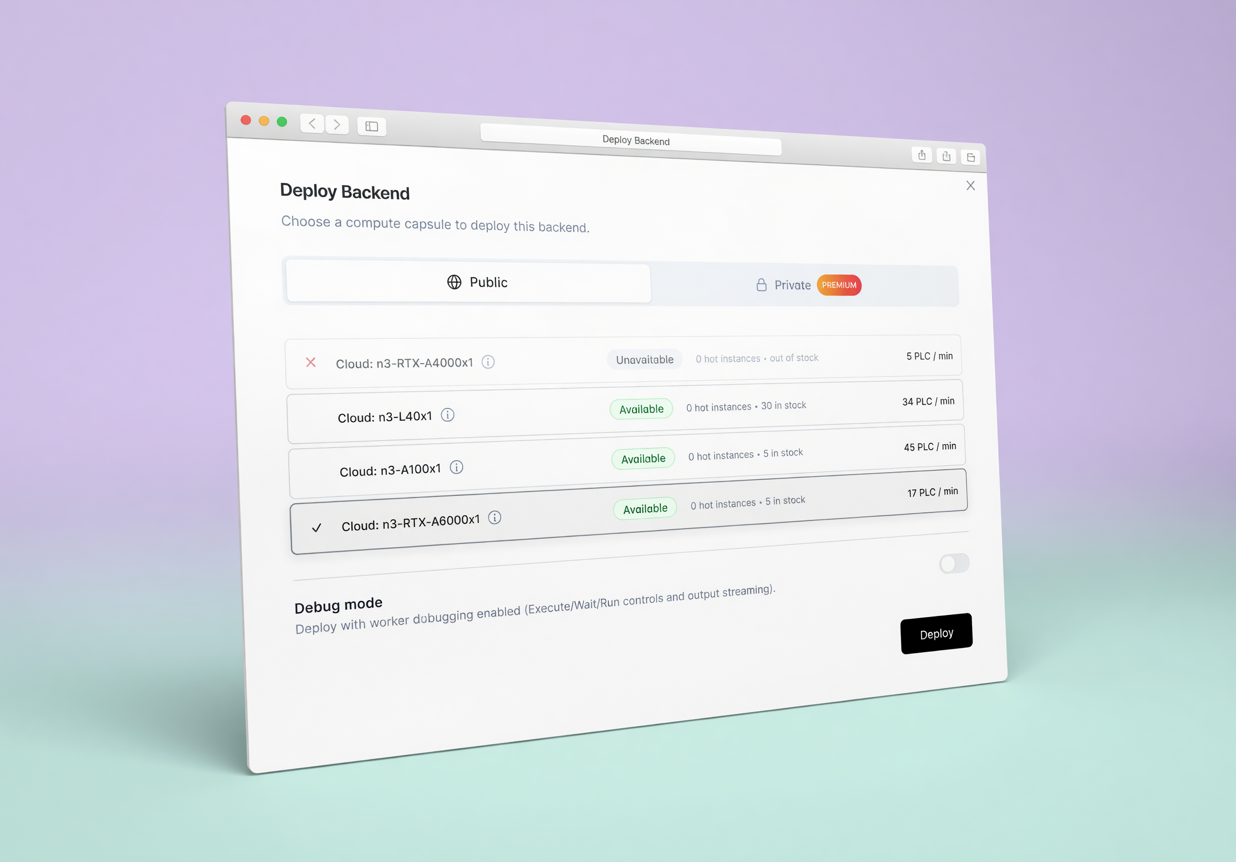 Select the runtime environment where you want to deploy